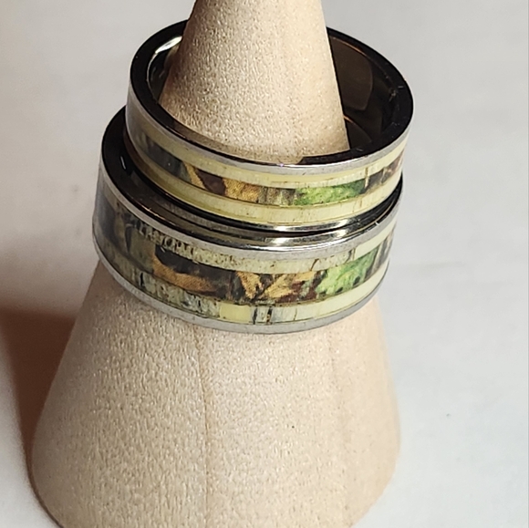 Matching Antler Inlay Titanium Bands - Picture 2 of 5
